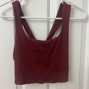 ALO Yoga Maroon Ribbed Crop Top